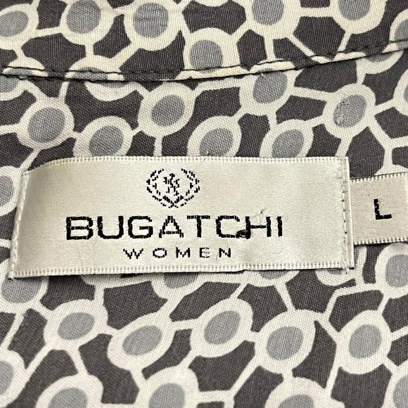 Bogatchi Large Grey Geometric Sleeveless Button Down Shirt - Picture 6 of 8